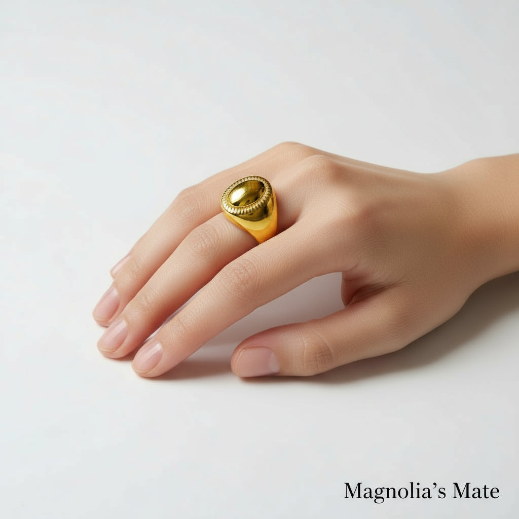 オーバルスカルプチャーリング　ゴールド/シルバー　【予約商品】