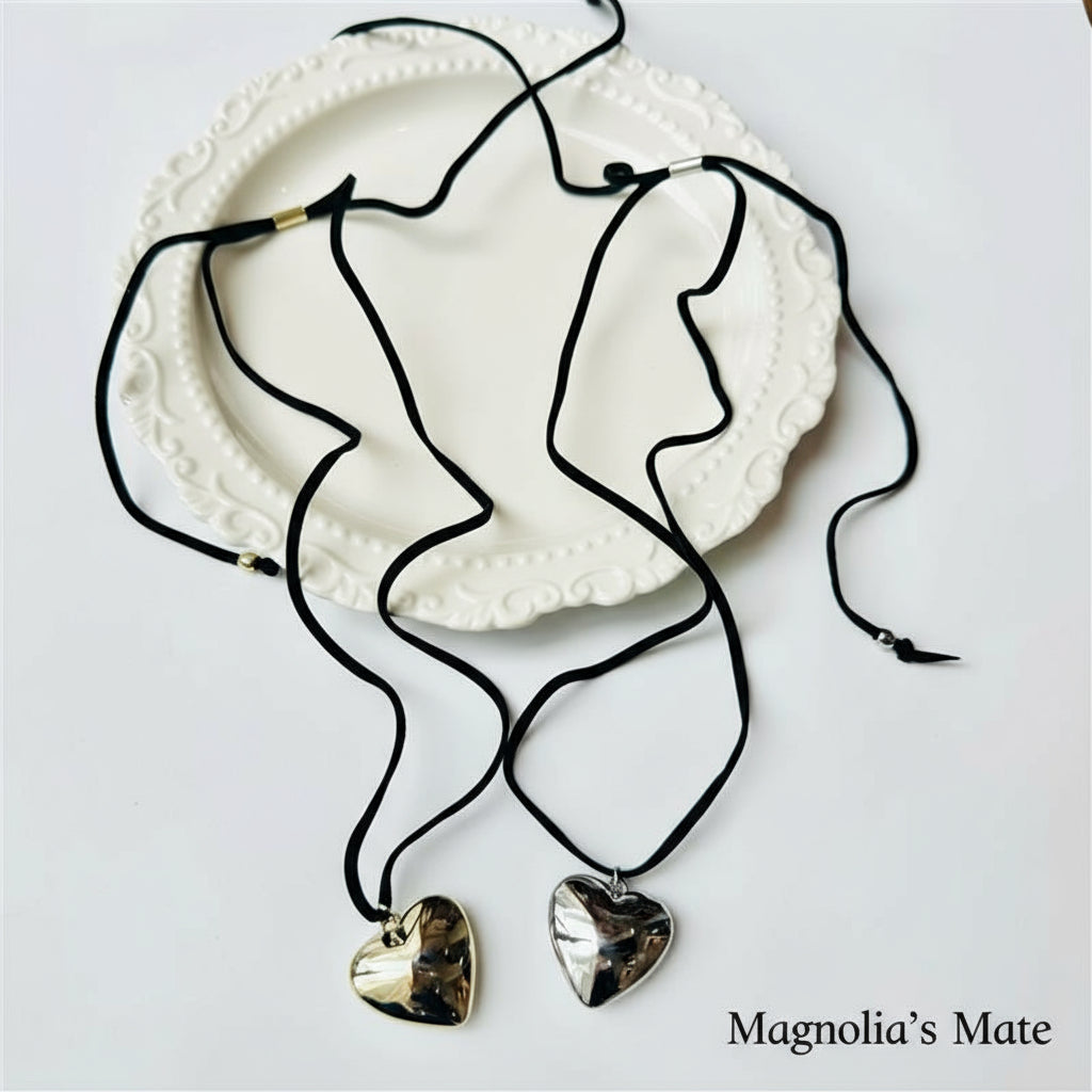 ハートチョーカーネックレス　ゴールド/シルバー　【スピード配送】