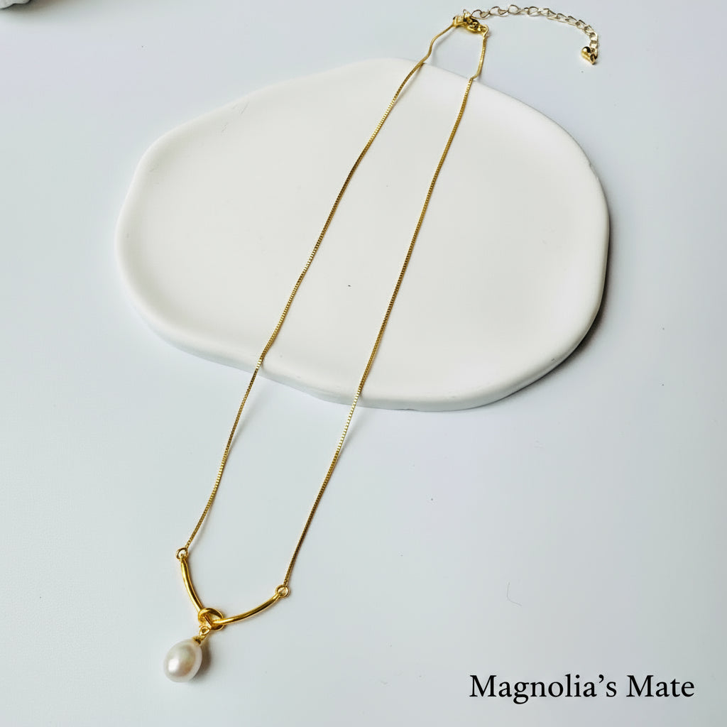 ワンノットパールネックレス　【スピード配送】