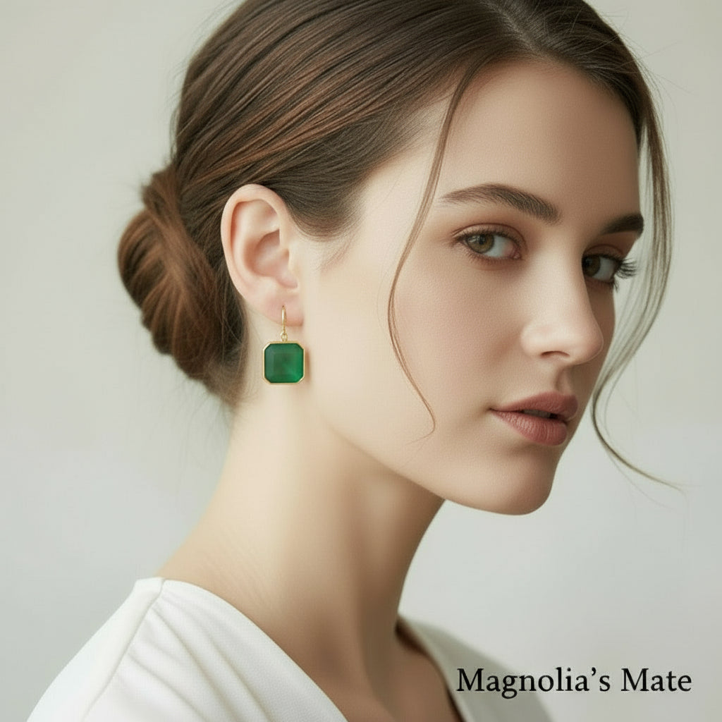 Square color earrings, gold, 4 colors [Fast delivery]
