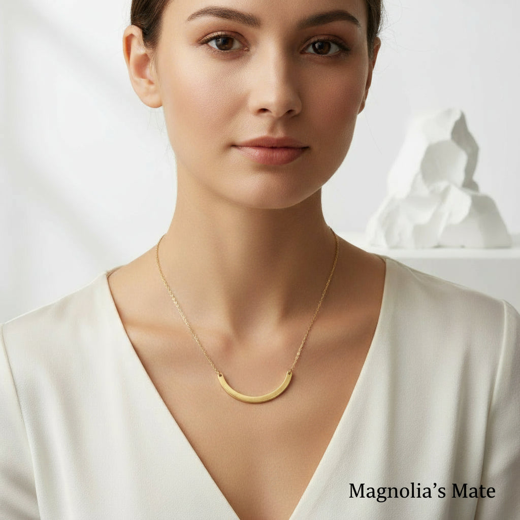 Curved Bar Necklace Gold/Silver [Fast Shipping]
