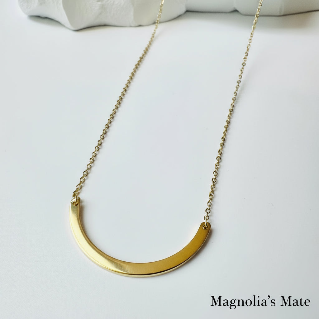 Curved Bar Necklace Gold/Silver [Fast Shipping]