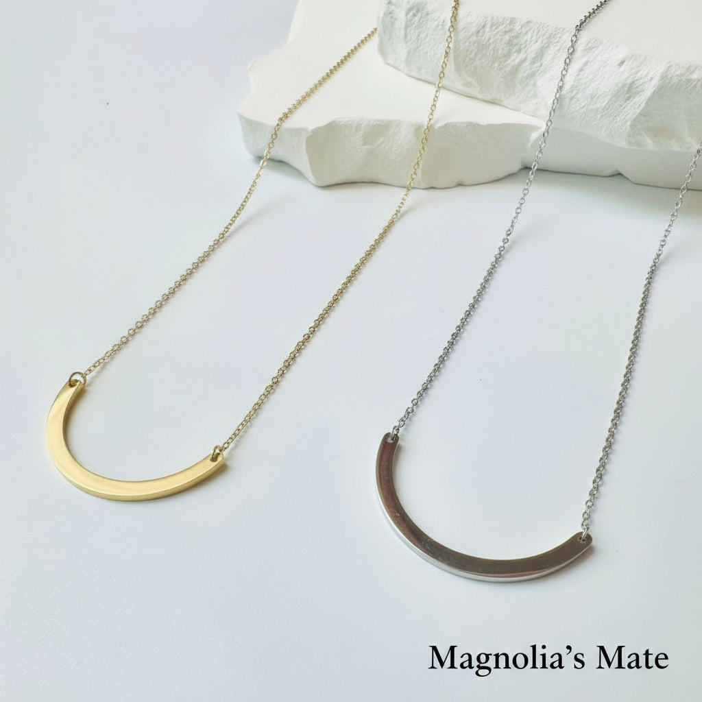 Curved Bar Necklace Gold/Silver [Fast Shipping]