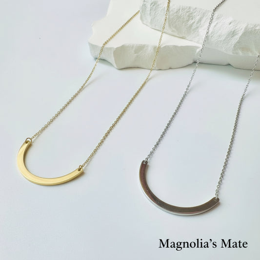 Curved Bar Necklace Gold/Silver [Fast Shipping]