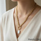 Baroque pearl heavy chain necklace gold/silver [Fast delivery]