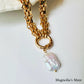 Baroque pearl heavy chain necklace gold/silver [Fast delivery]