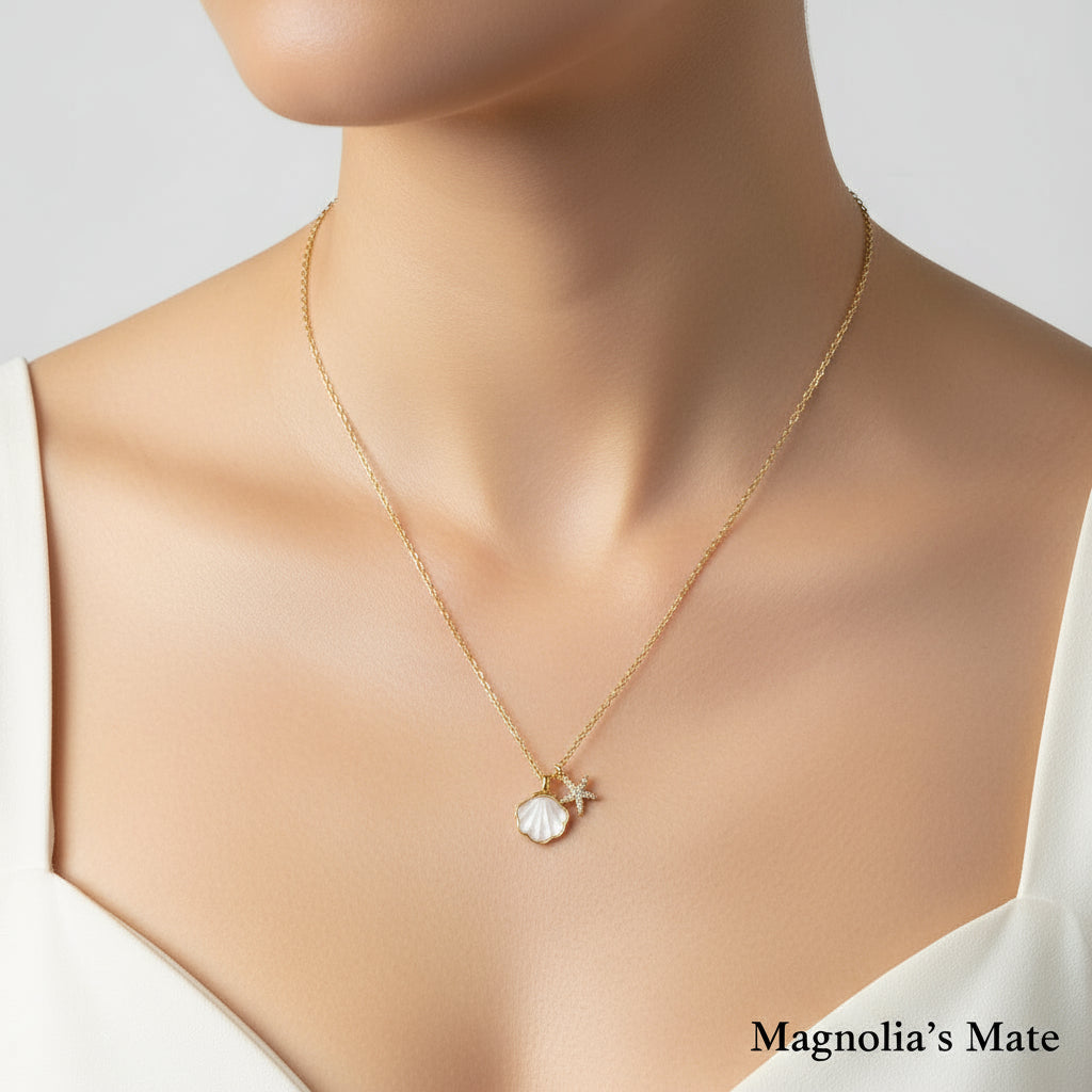 マーメイドシェル　ネックレス　3色　【スピード配送】　