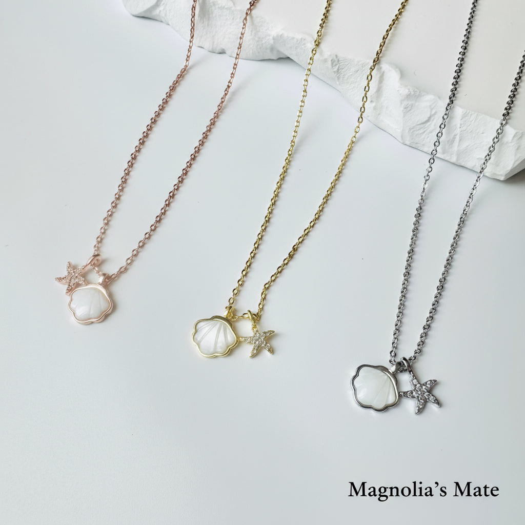 マーメイドシェル　ネックレス　3色　【スピード配送】　
