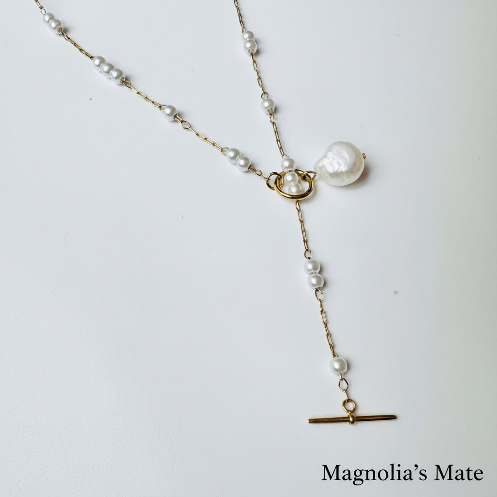 フレンチビーズパールネックレス 【スピード配送】