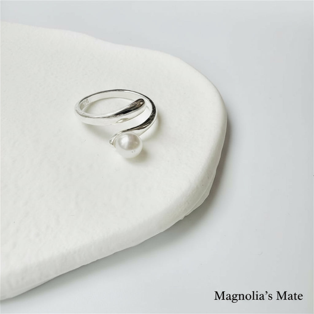 Sea Bubble Pearl Ring Silver [Fast Shipping]