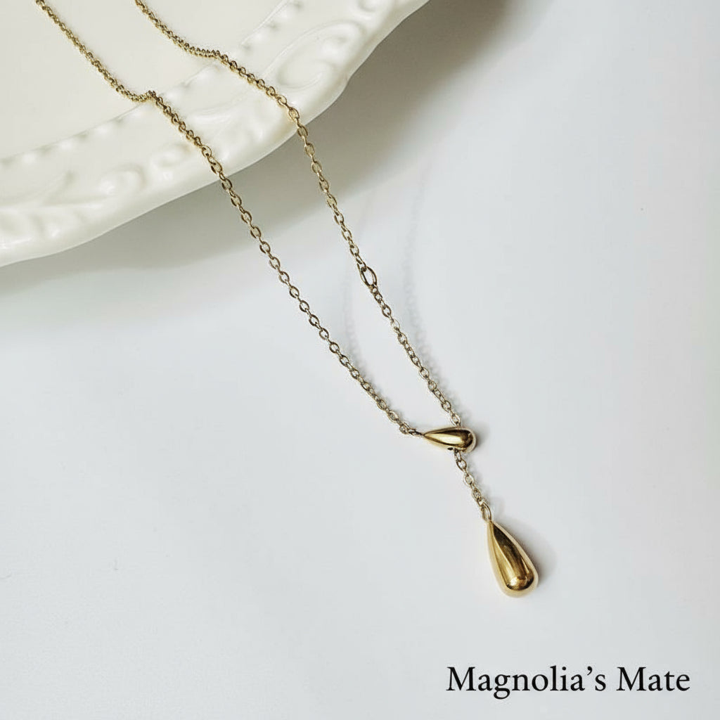 Teardrop Y-shaped necklace Gold/Silver [Fast delivery]