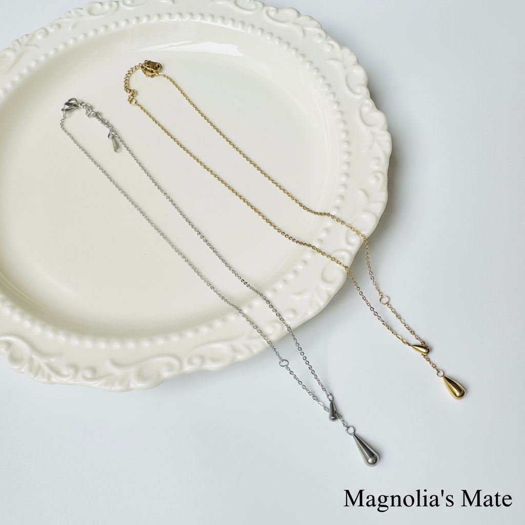 Teardrop Y-shaped necklace Gold/Silver [Fast delivery]