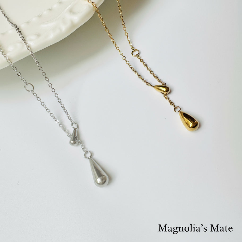 Teardrop Y-shaped necklace Gold/Silver [Fast delivery]