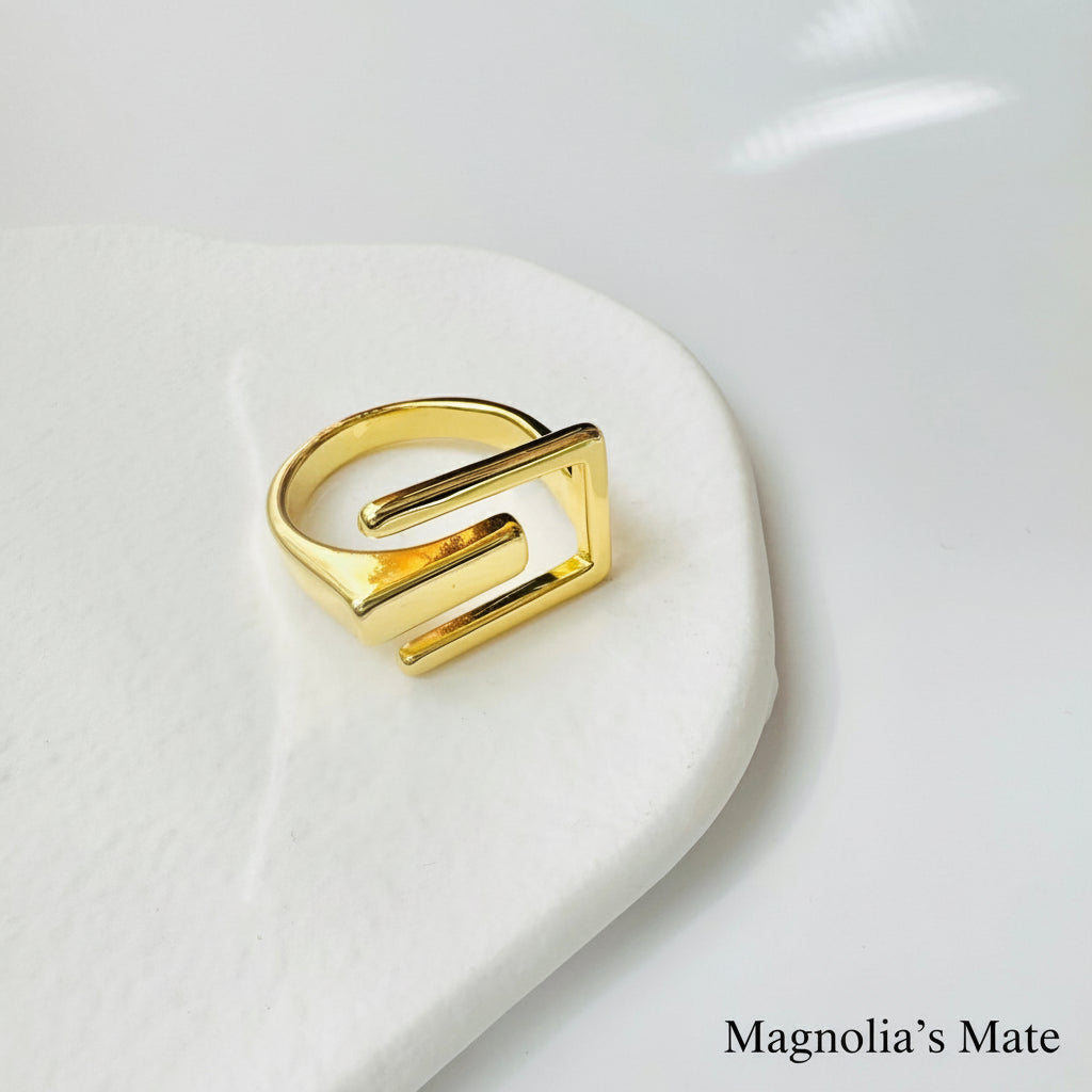 Square Stylish Ring Gold/Silver [Fast Shipping]