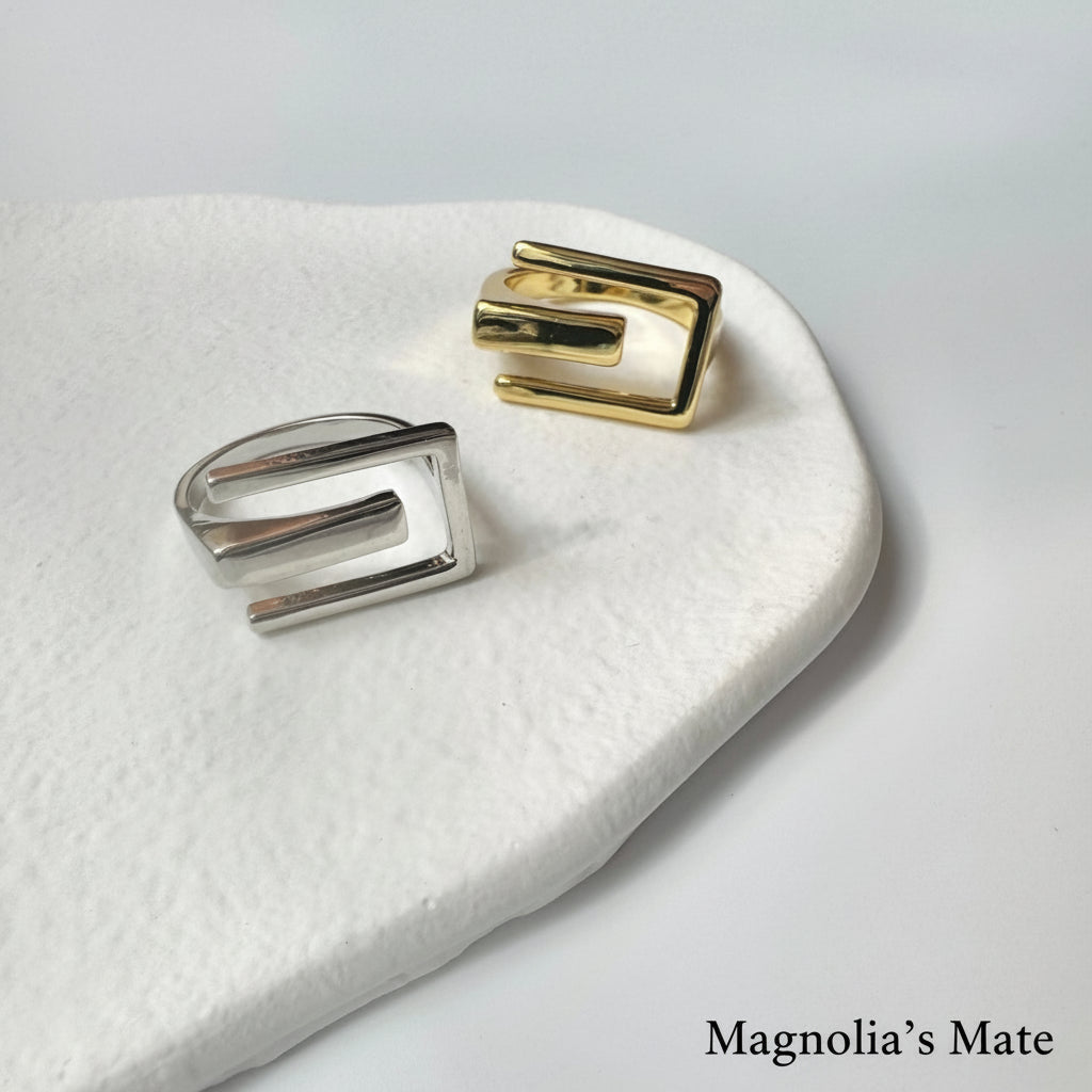 Square Stylish Ring Gold/Silver [Fast Shipping]
