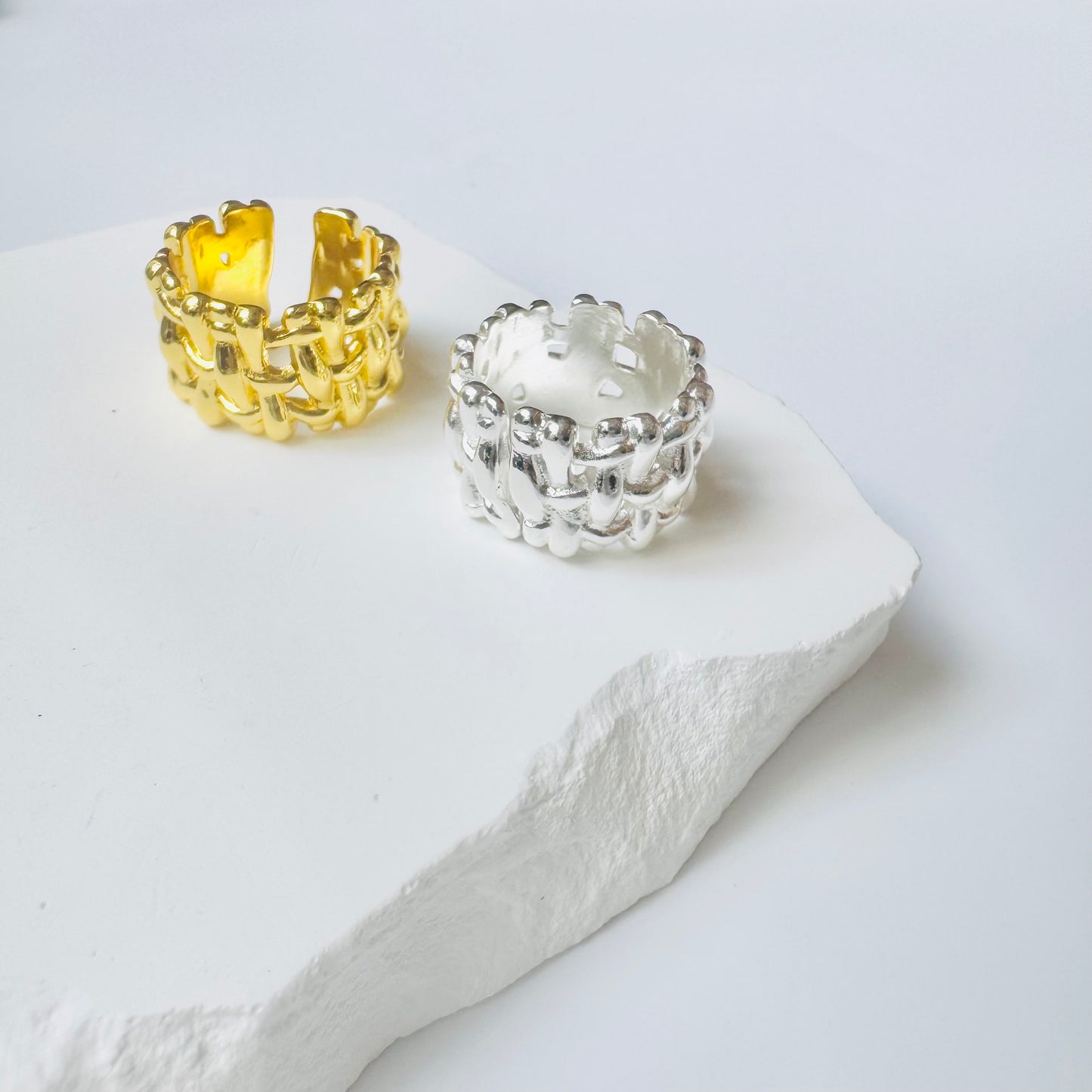 Tweed Finger Ring Gold/Silver [Fast Shipping]