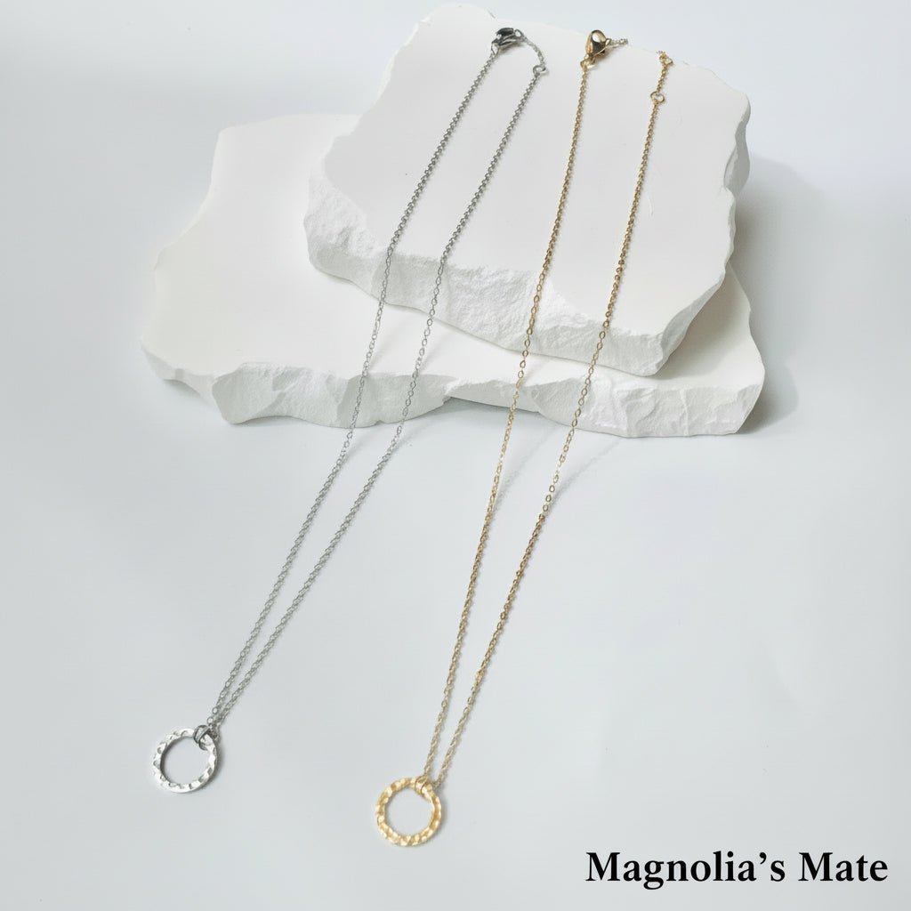 Stainless steel ring necklace silver/gold [Fast delivery]