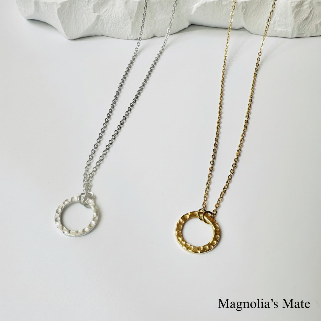 Stainless steel ring necklace silver/gold [Fast delivery]