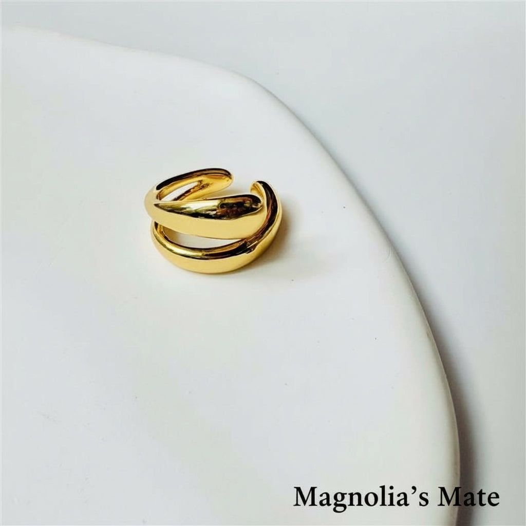 スパイラルダブルイヤーカフ　ゴールド　【スピード配送】