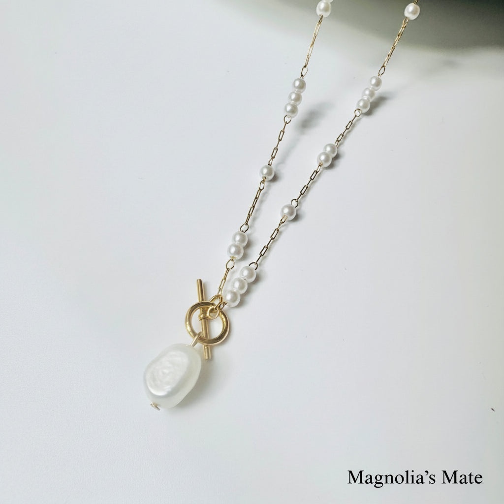 フレンチビーズパールネックレス 【スピード配送】