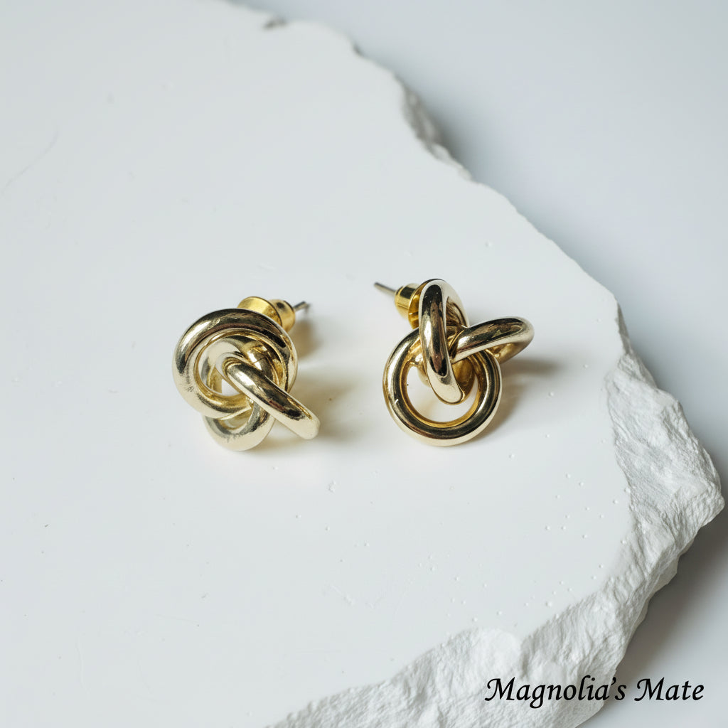 3D Knot Earrings Gold/Silver [Fast Shipping]
