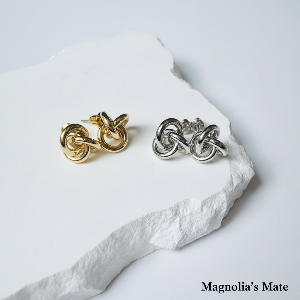 3D Knot Earrings Gold/Silver [Fast Shipping]
