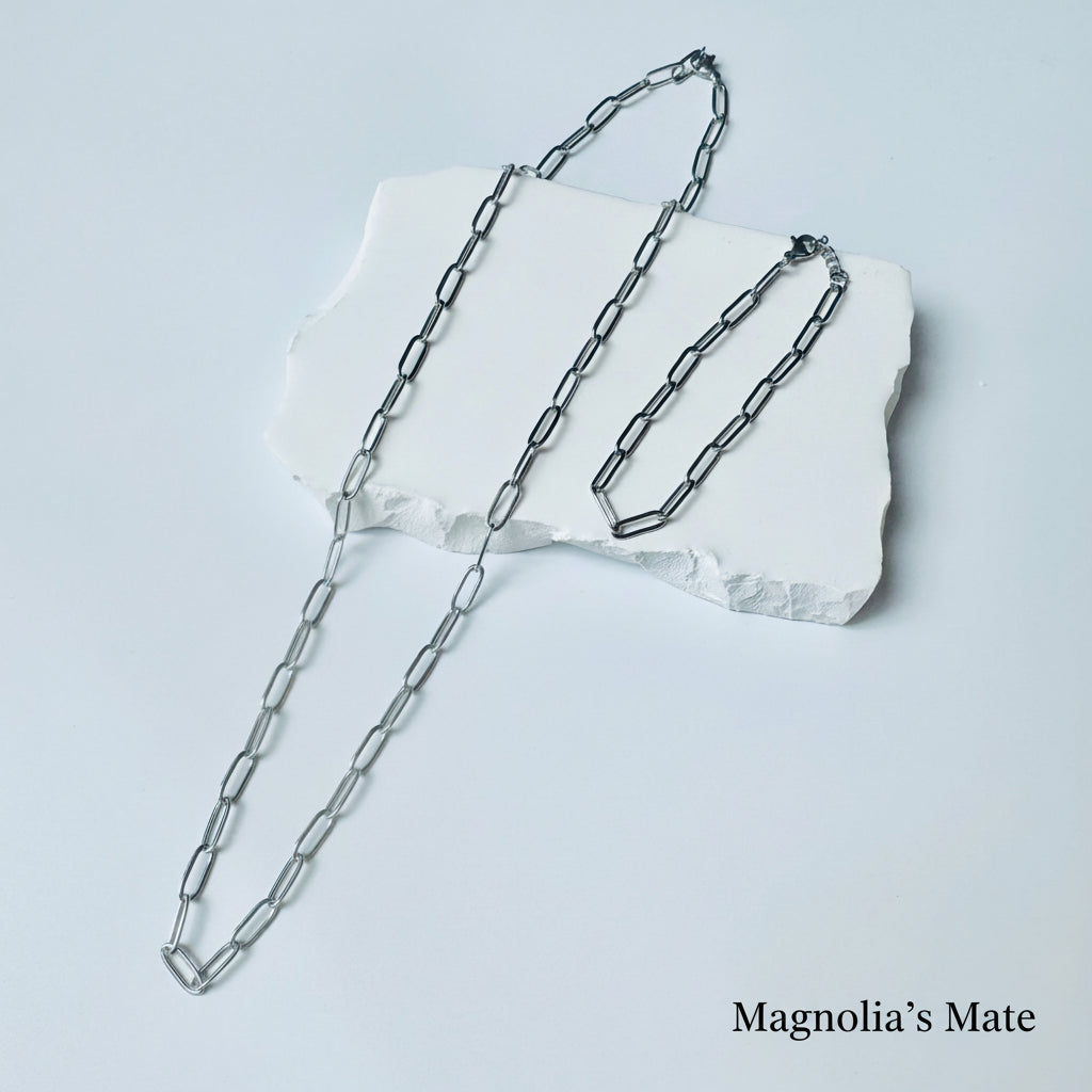 Middle Chain Necklace &amp; Bracelet Set Gold/Silver [Fast Shipping]