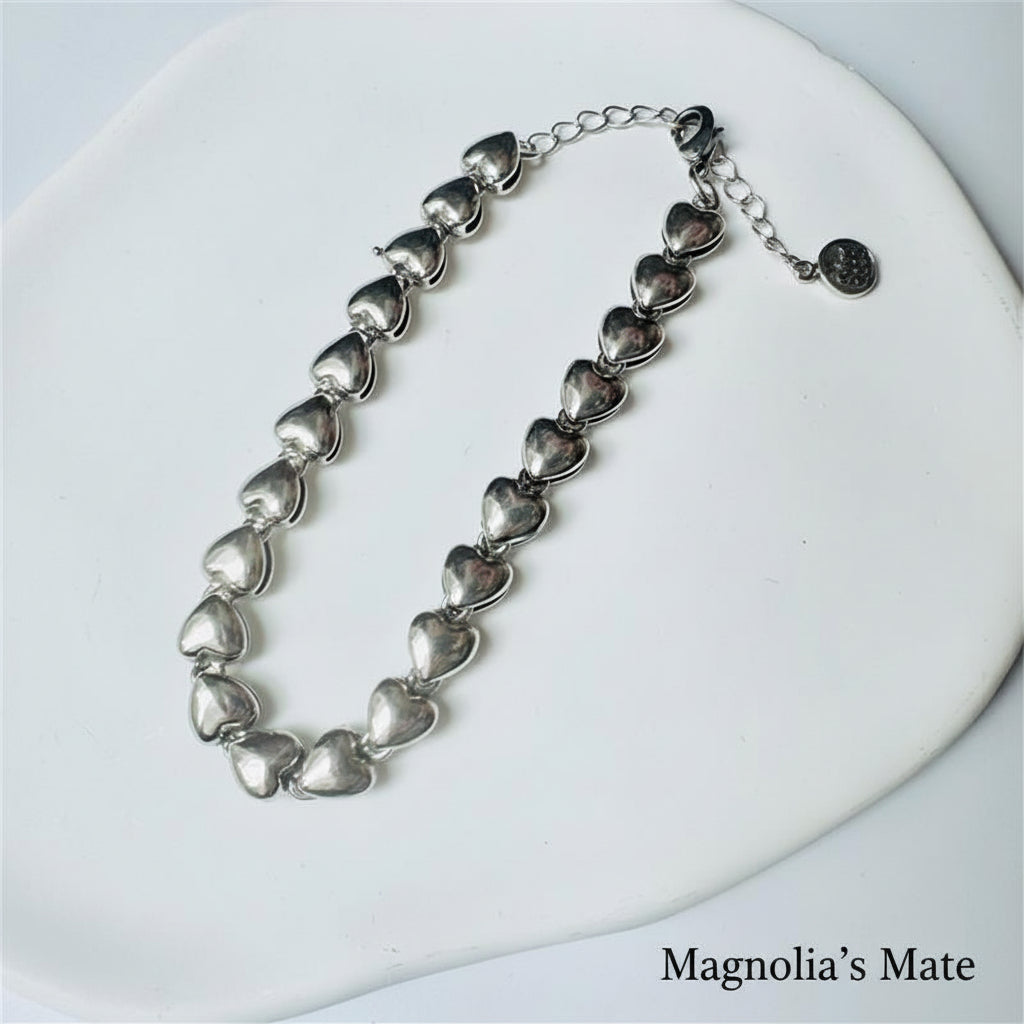 両面ハートブレスレット　シルバー　【予約商品】
