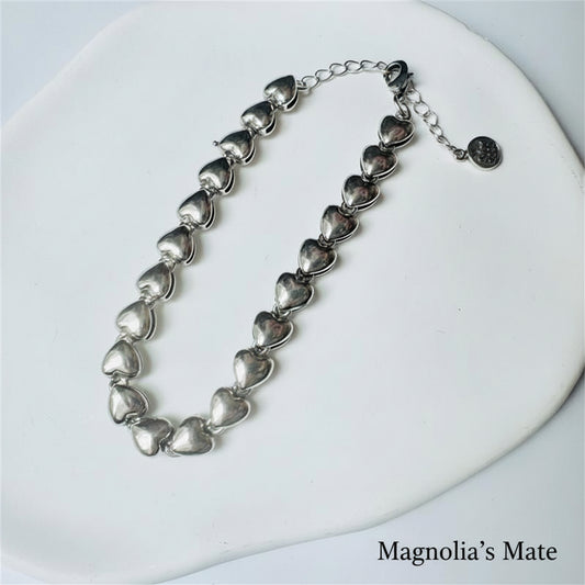 Double-sided heart bracelet, silver [Fast delivery]