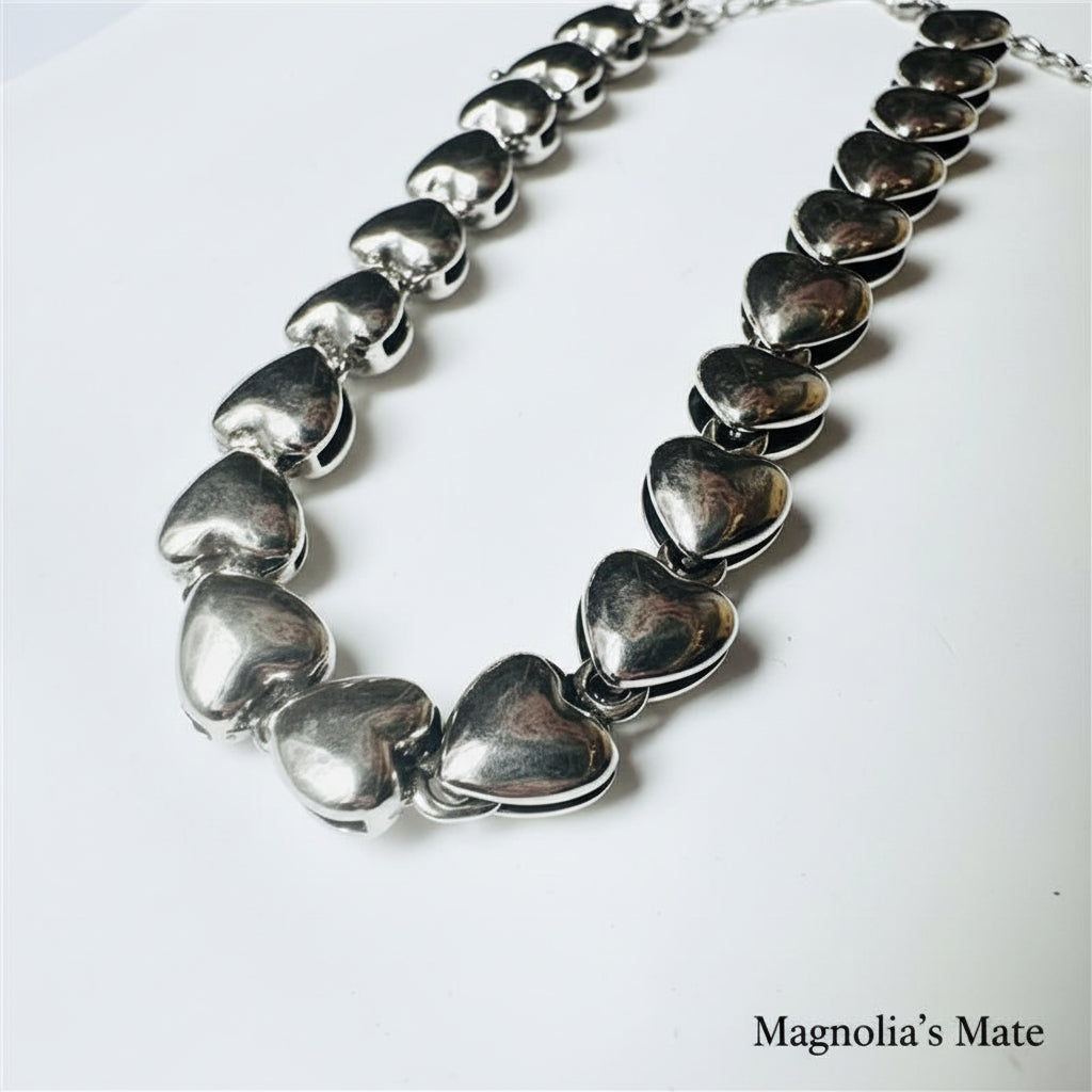 Double-sided heart bracelet, silver [Fast delivery]