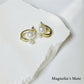 Twin pearl hoop earrings, gold [Fast delivery]