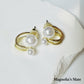 Twin pearl hoop earrings, gold [Fast delivery]