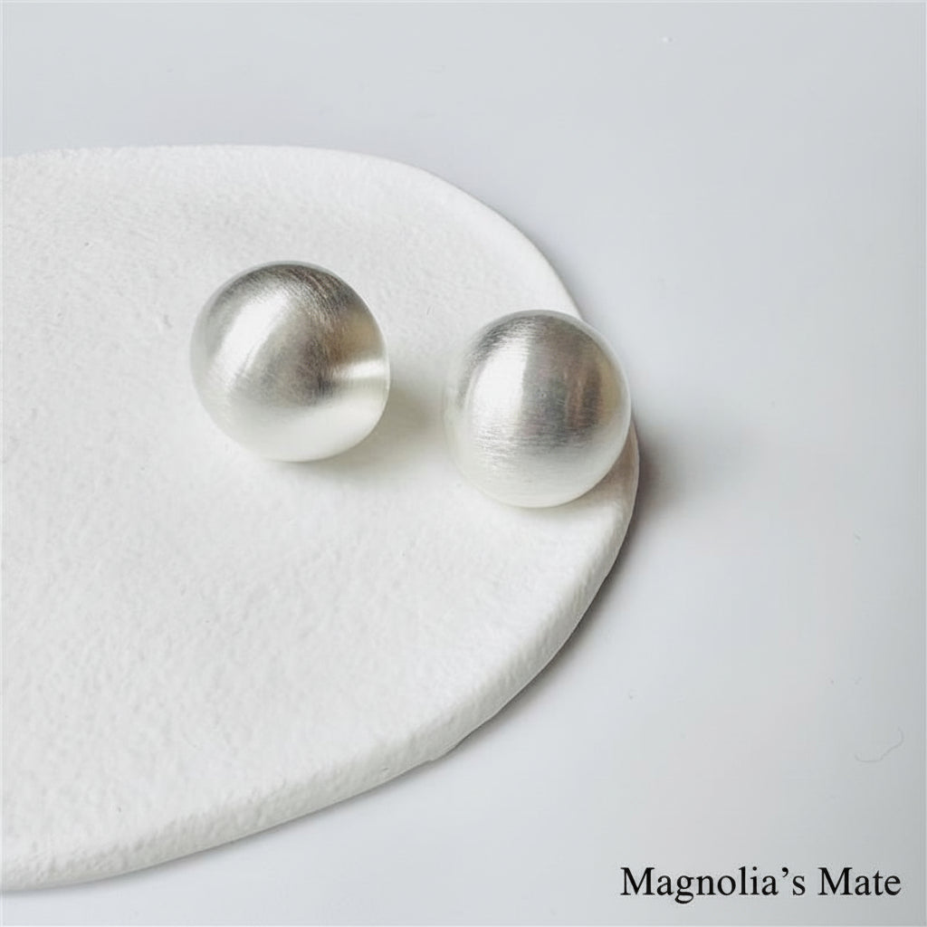 Matte Button Earrings Gold/Silver [Fast Shipping]