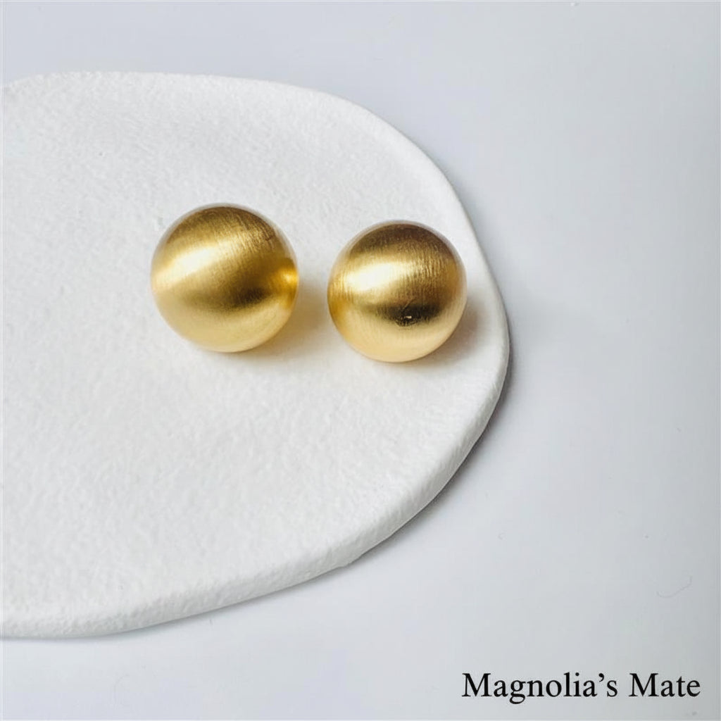 Matte Button Earrings Gold/Silver [Fast Shipping]