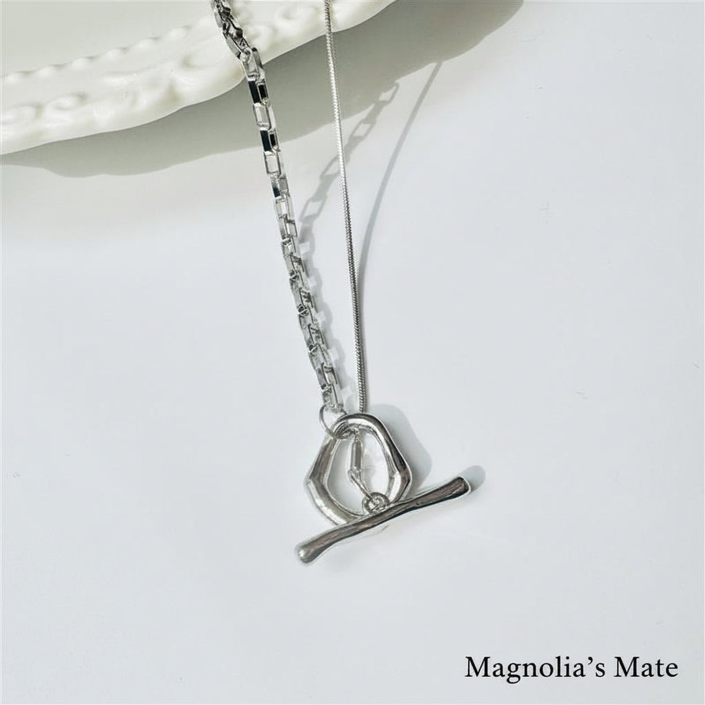 Multi Snake &amp; Chain Necklace Silver [Fast Shipping]