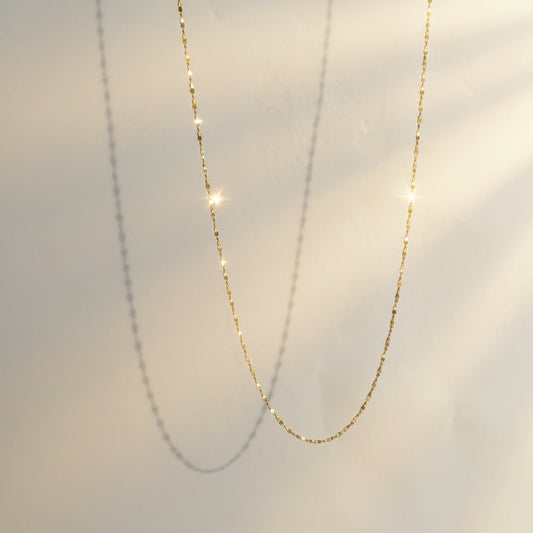 ゴールドブリックチェーンネックレス【スピード配送】