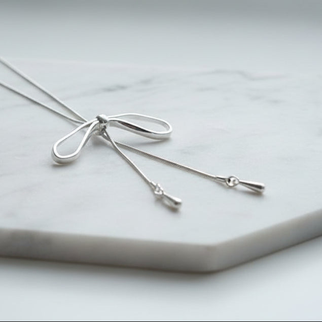 リボンスライダー ロングネックレス　シルバー【予約商品】