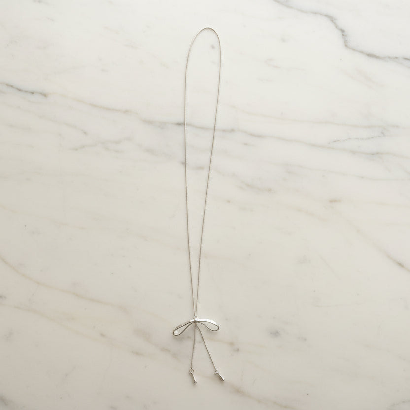 リボンスライダー ロングネックレス　シルバー【予約商品】