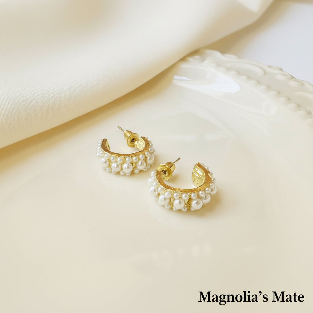 ミニパール　ゴールドカフ　ピアス/イヤリング 【予約商品】
