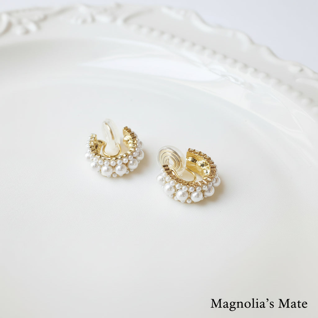 ミニパール　ゴールドカフ　ピアス/イヤリング 【予約商品】