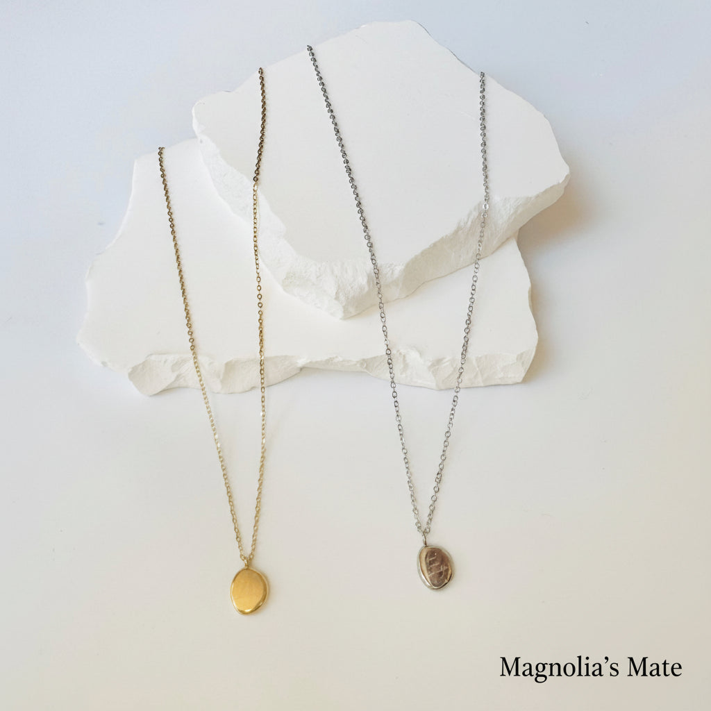 ニュアンスプレートネックレス ゴールド/シルバー【スピード配送