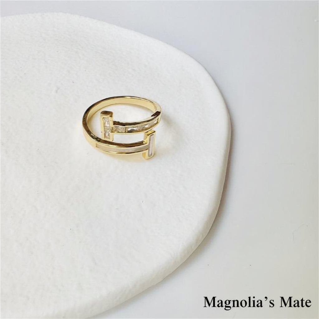 Spiral Double T Ring Gold [Fast Shipping]