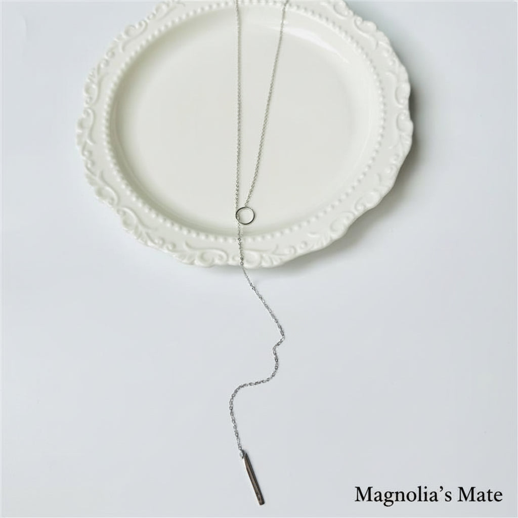 ロングチェーン　Y字ネックレス　シルバー 【スピード配送】