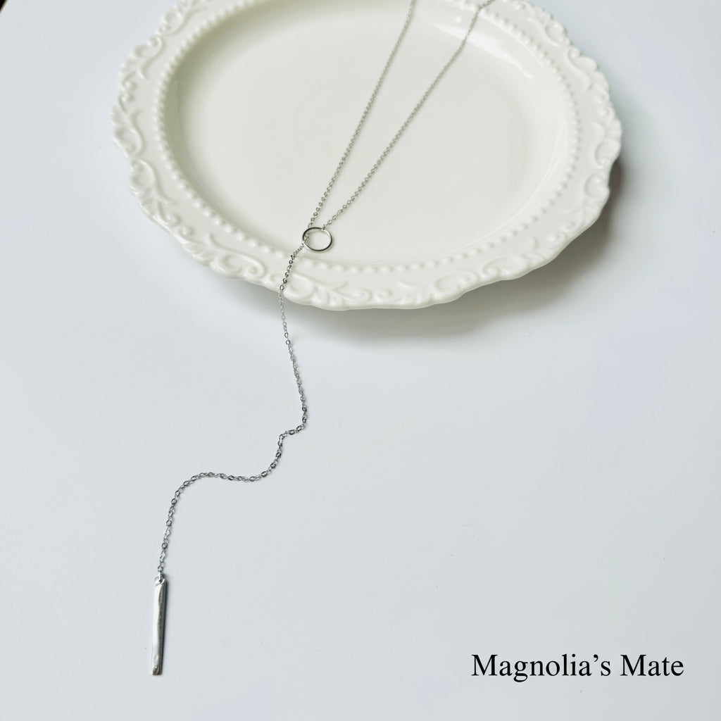 ロングチェーン　Y字ネックレス　シルバー 【スピード配送】