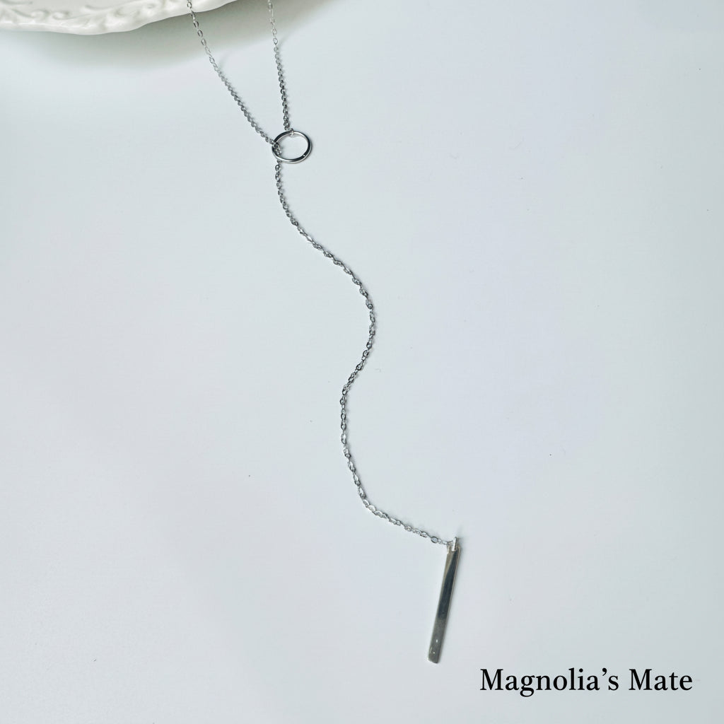 ロングチェーン　Y字ネックレス　シルバー 【スピード配送】