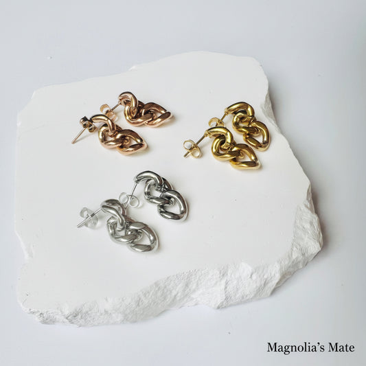 チェーンドロップピアス　 3色　【スピード配送】