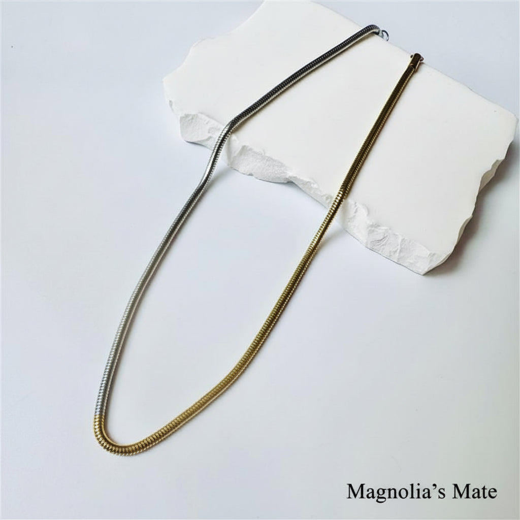 ツートーン　スネークチェーンネックレス 　2style　【スピード配送】