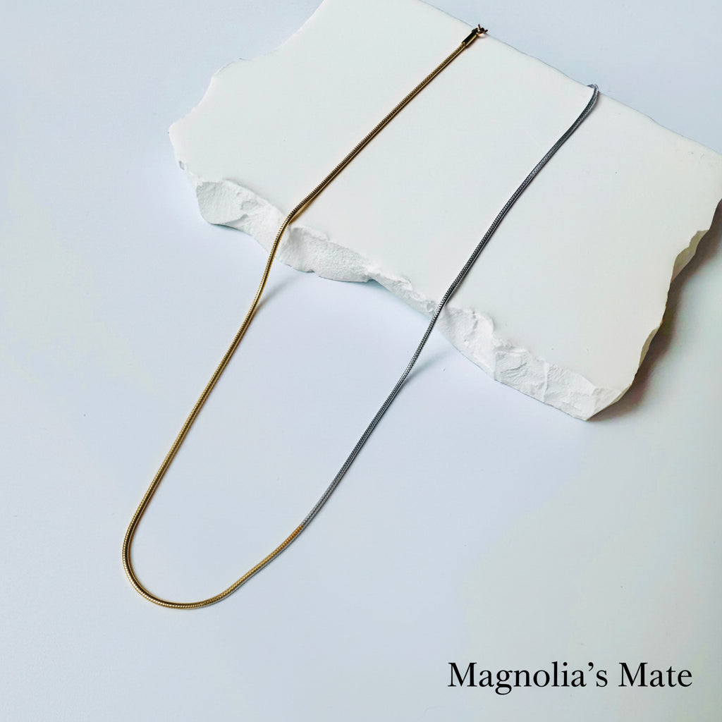 ツートーン　スネークチェーンネックレス 　2style　【予約商品】
