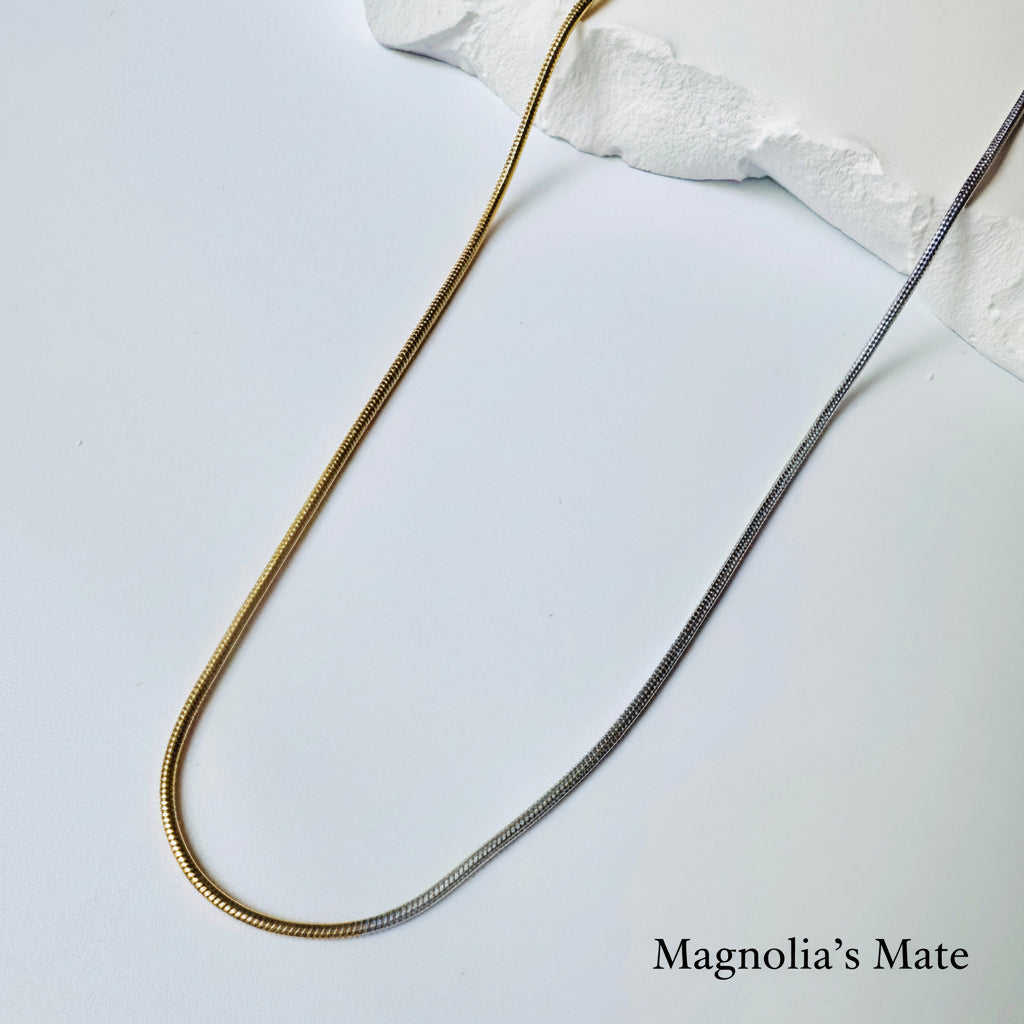 ツートーン　スネークチェーンネックレス 　2style　【スピード配送】