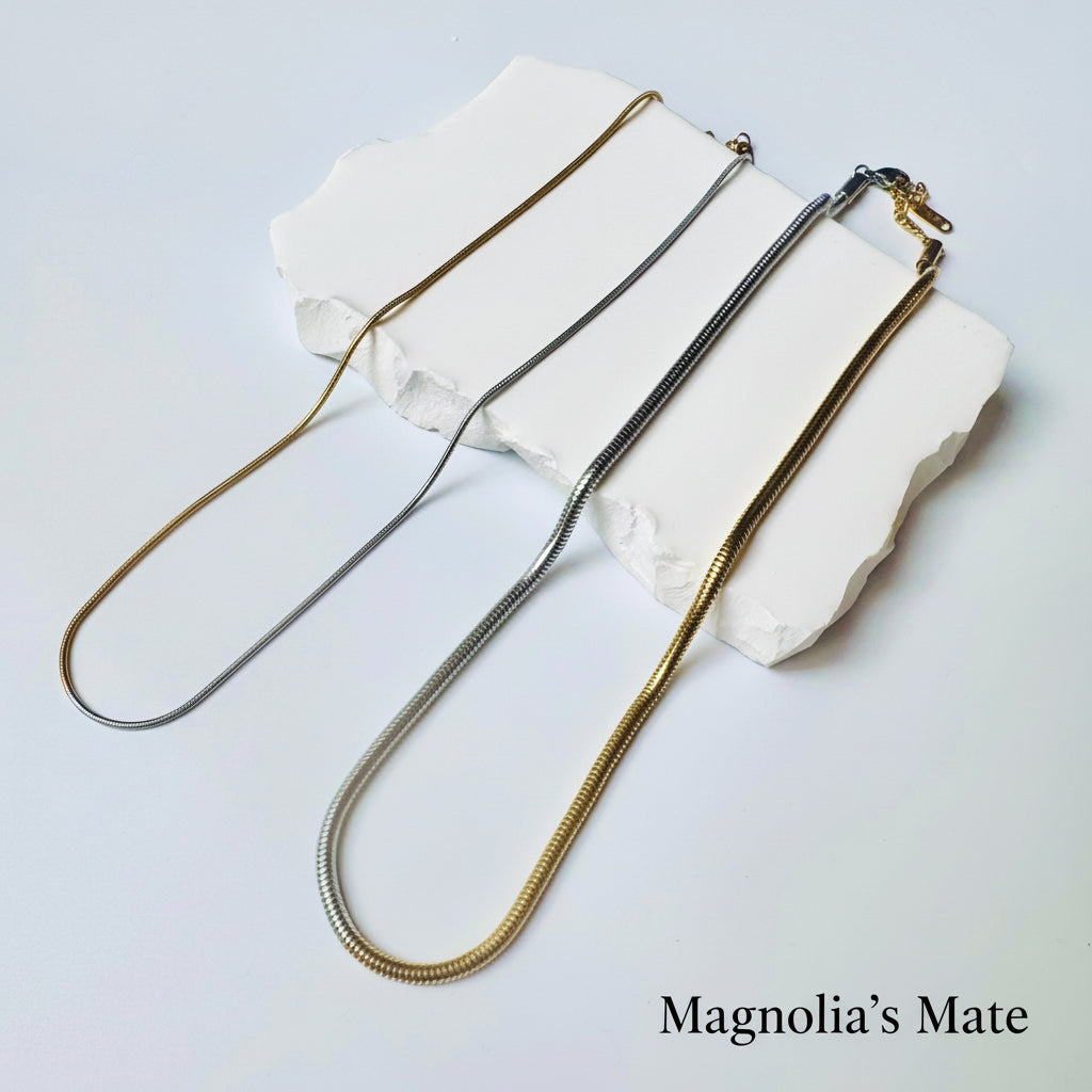 ツートーン　スネークチェーンネックレス 　2style　【スピード配送】